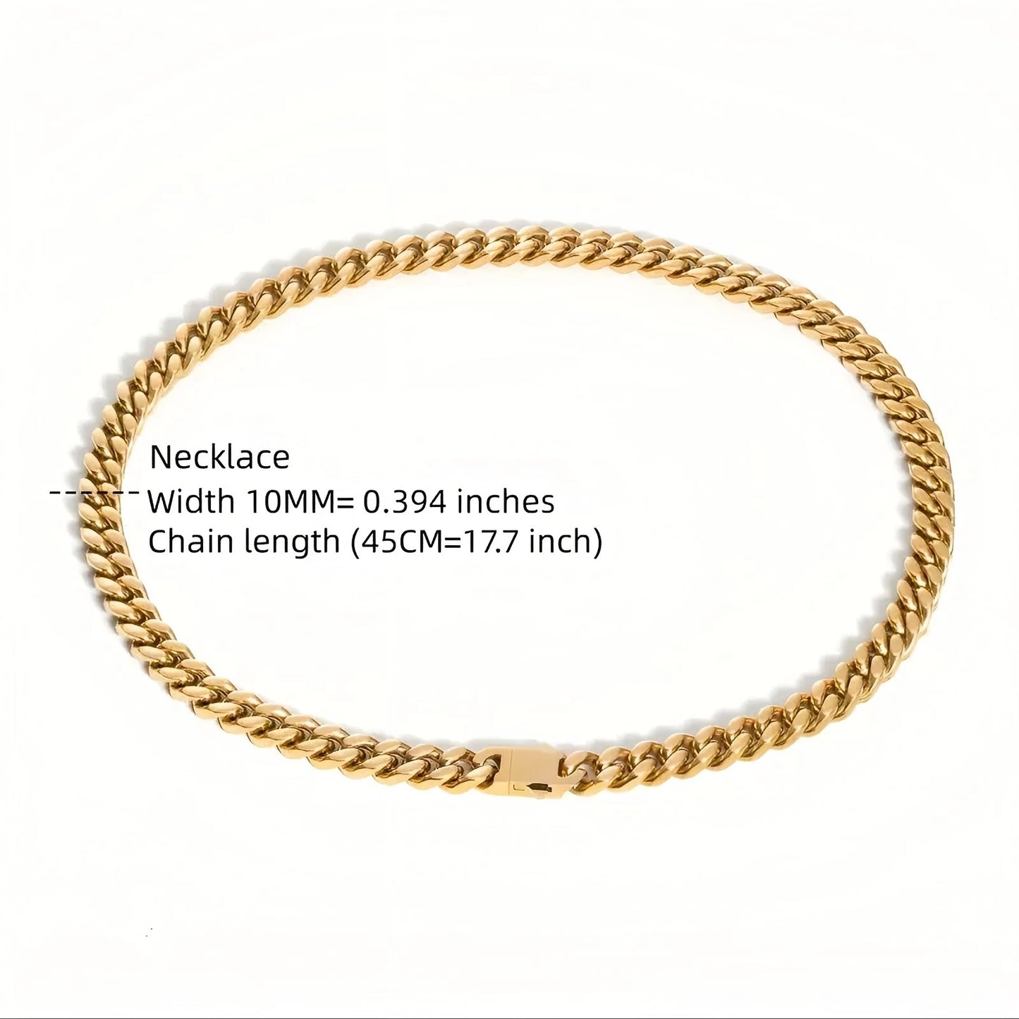 Stainless steel, 12mm gold-plated, necklace and hip-hop bracelet kit from the Cuban chain in Miami, gifts for men and women