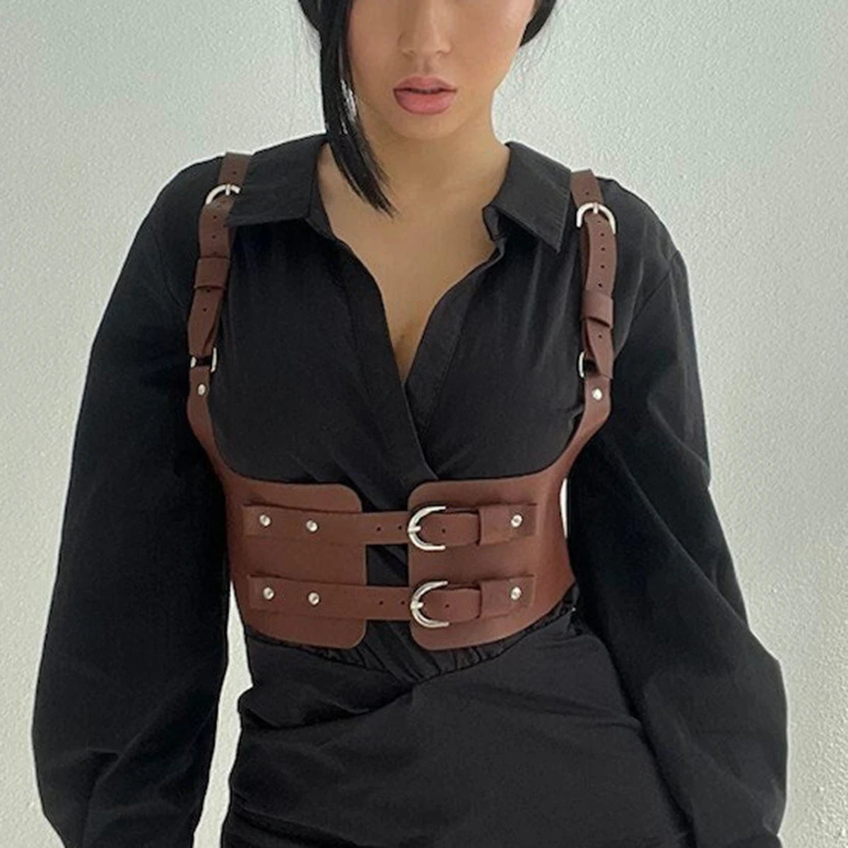 Women Trend Punk Waist Belt Decoration Female Street Style Wide Waistband corset Harness Leather Belt Gothic