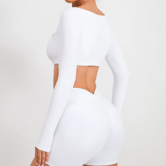 Sexy Fitness Long Sleeve Yoga Clothes Backless Gym Top Women Breathable Sports Crop Yop Shirts Quick Dry Sportswear Women Top