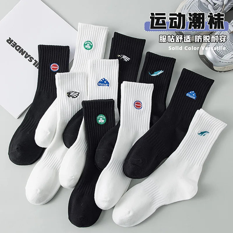 New Athletic Embroidered Socks for Men Basketball Cotton Crew Socks Fashion Women Men Sports Running Socks High Quality