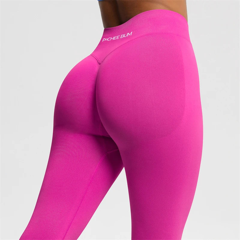Bum Shaping Leggings Women Seamless Sports Yoga Pants Low Ribbed Band Gym clothes Fitness Workout Scrunch Butt Tight