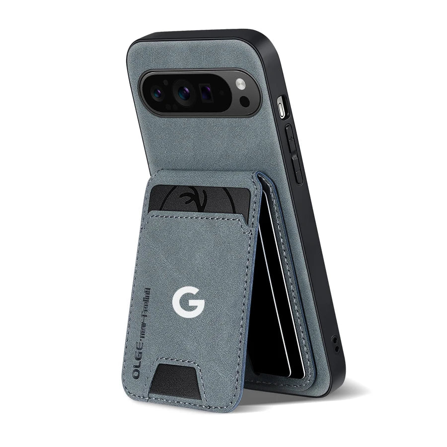 Business Luxury Sheepskin Leather Case For Google Pixel 9 10 11 Pro XL Card Holder Magnetic Stand Phone Cover For Pixel 9A 10A