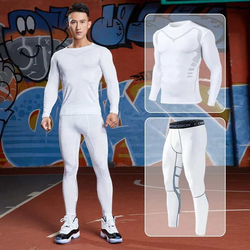 Mens Fitness Sportswear Set Moisture-wicking for Gym Running Leggings Dry Fit and Comfortable Workouts Sports Wear Clothes