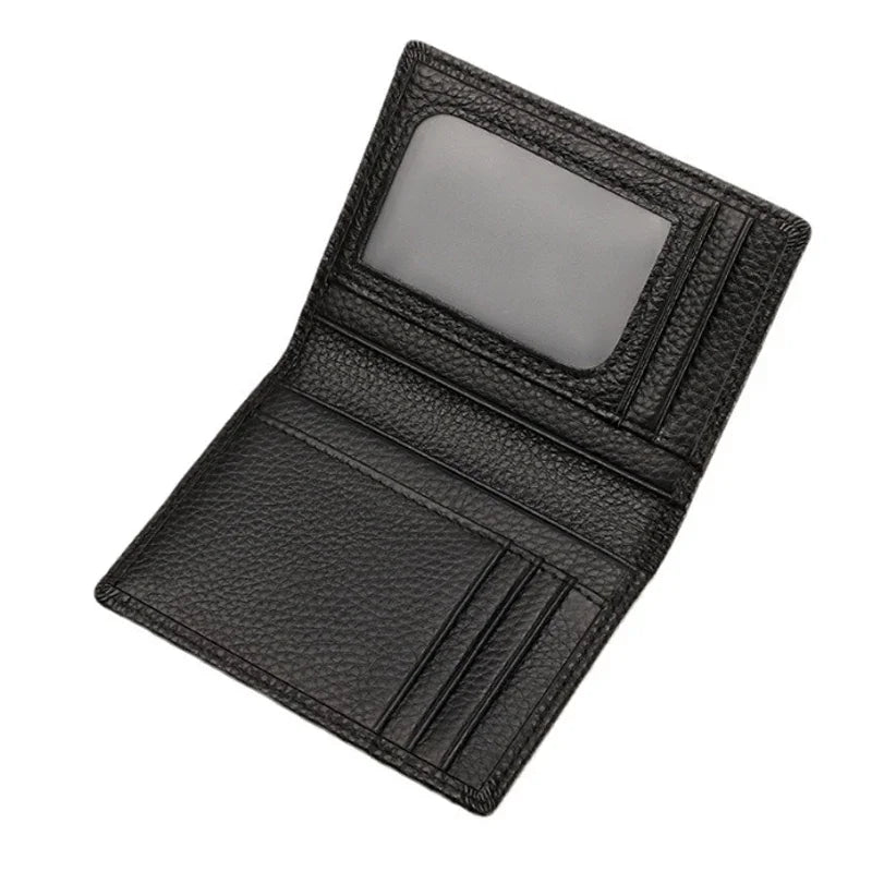 High End Busine Sle 100%Genuine Leather Men's Top Layer Cowhide Real Pickup Bag ID Photo Slot Credit Card Holder Two Fold Wallet