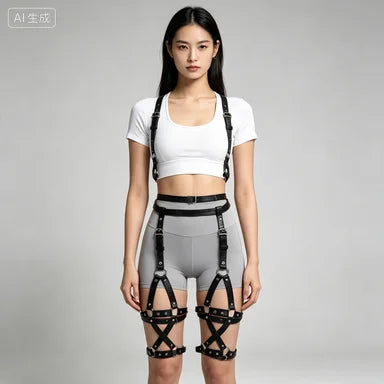 Women Fashion Thigh Garter Belt Leather Lingerie Suspenders Bondgae Leg Harness Decorative Gothic Belt Clothing Accessory
