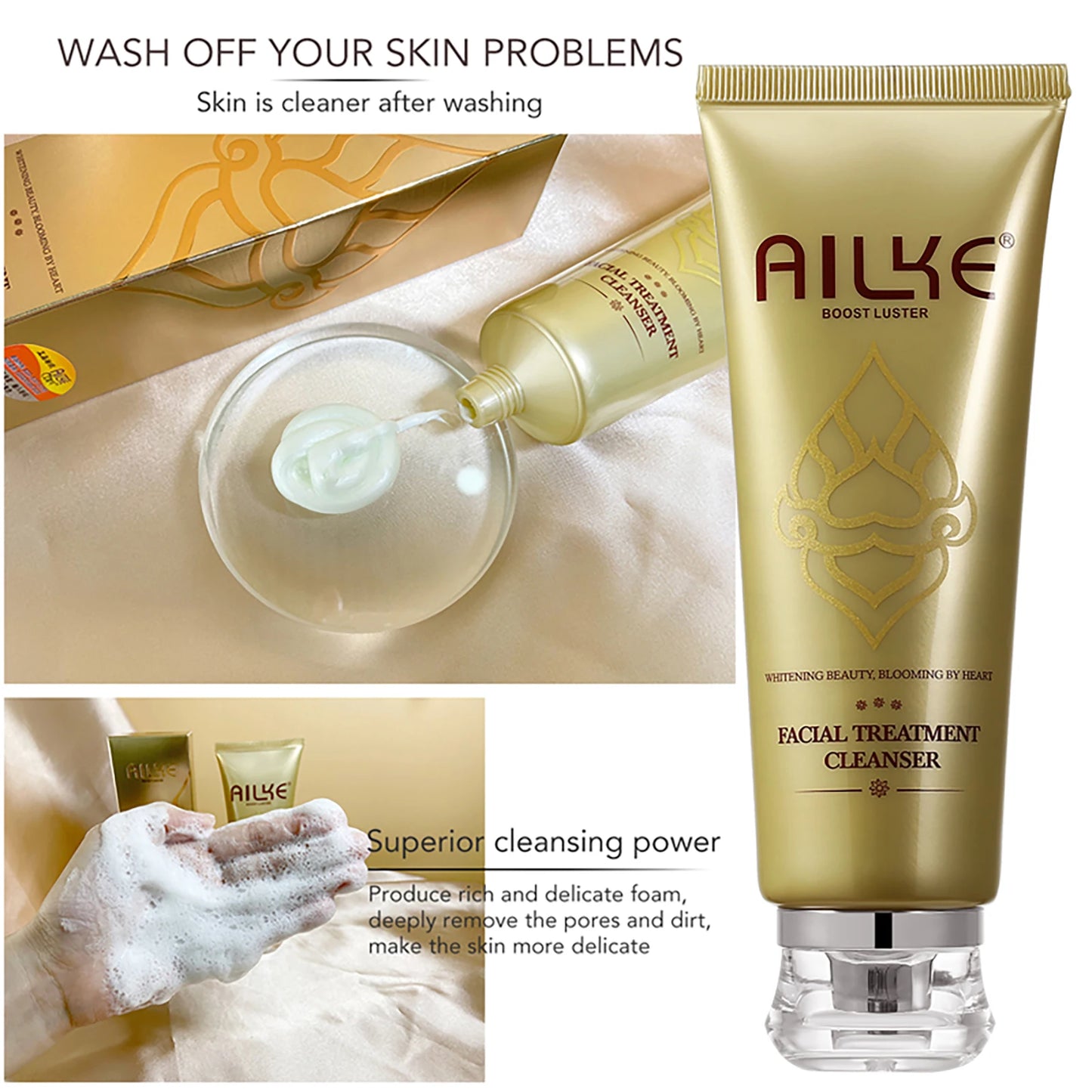 AILKE Lightening Facial Skin Care Cream With Glutathione, Reduce Dark Spots, Improve Dull Skin, Moisturizing Face Clean Set