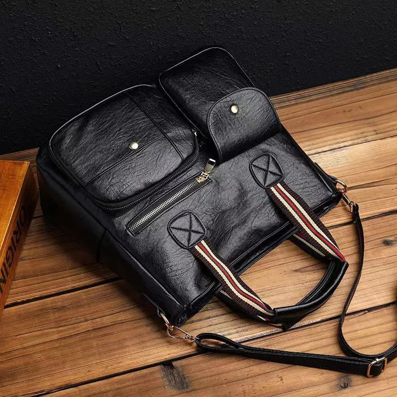 Damenhandtasche Damen-Umhängetasche Modische Geldbörse Vintage-Ledertasche Große Kapazität Handtasche Geneigte Umhängetasche Mamas Tasche