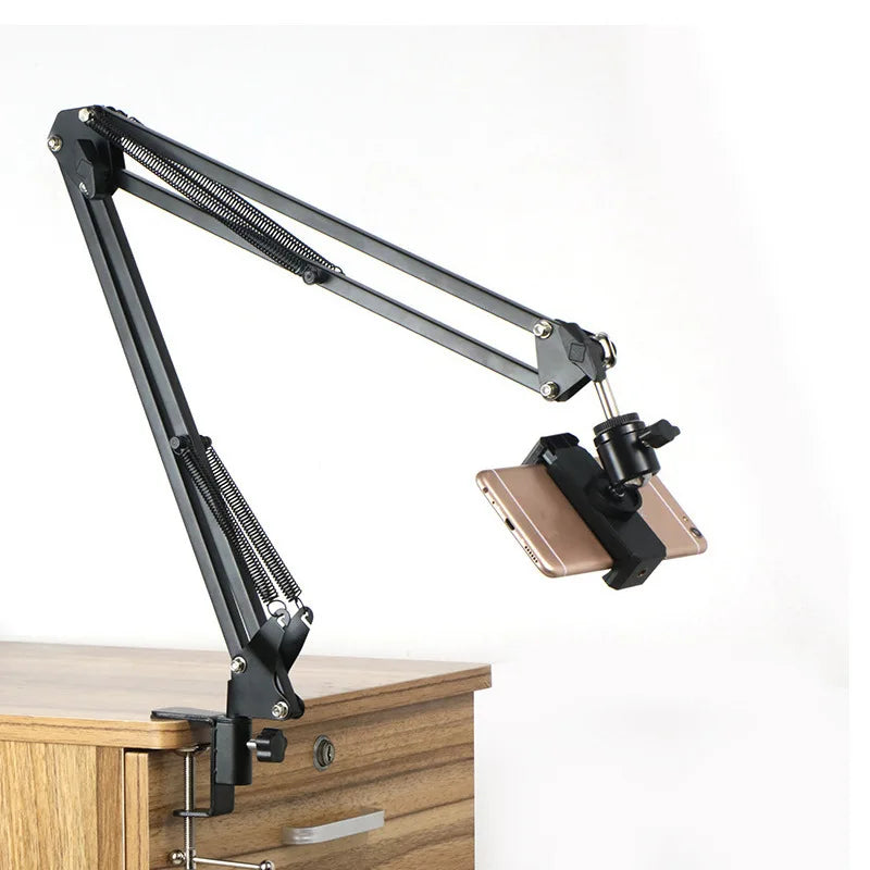 Phone Holder for Recording Videos Desktop Live Streaming Stand with Ring Light & LED Fill Light Makeup Down Photography