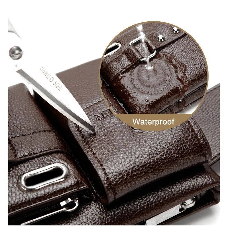 Men's Waist Pack Leather Bag Waist Belt Bag Male Leather Fanny Pack Fashion Luxury Small Shoulder Bags For Men Coin Purse