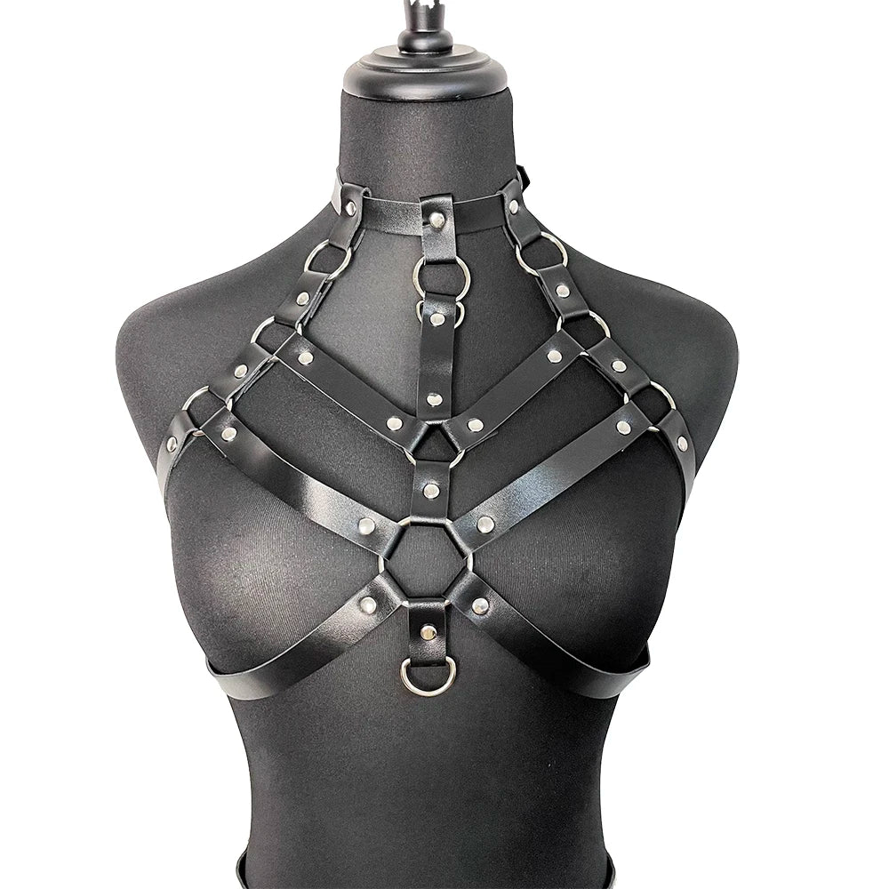 Sexy Chest Harness Leather Lingerie Erotic Body Harness Women Mature Suspenders Garter Belt Bdsm Harness Fetish Underwear Bondag