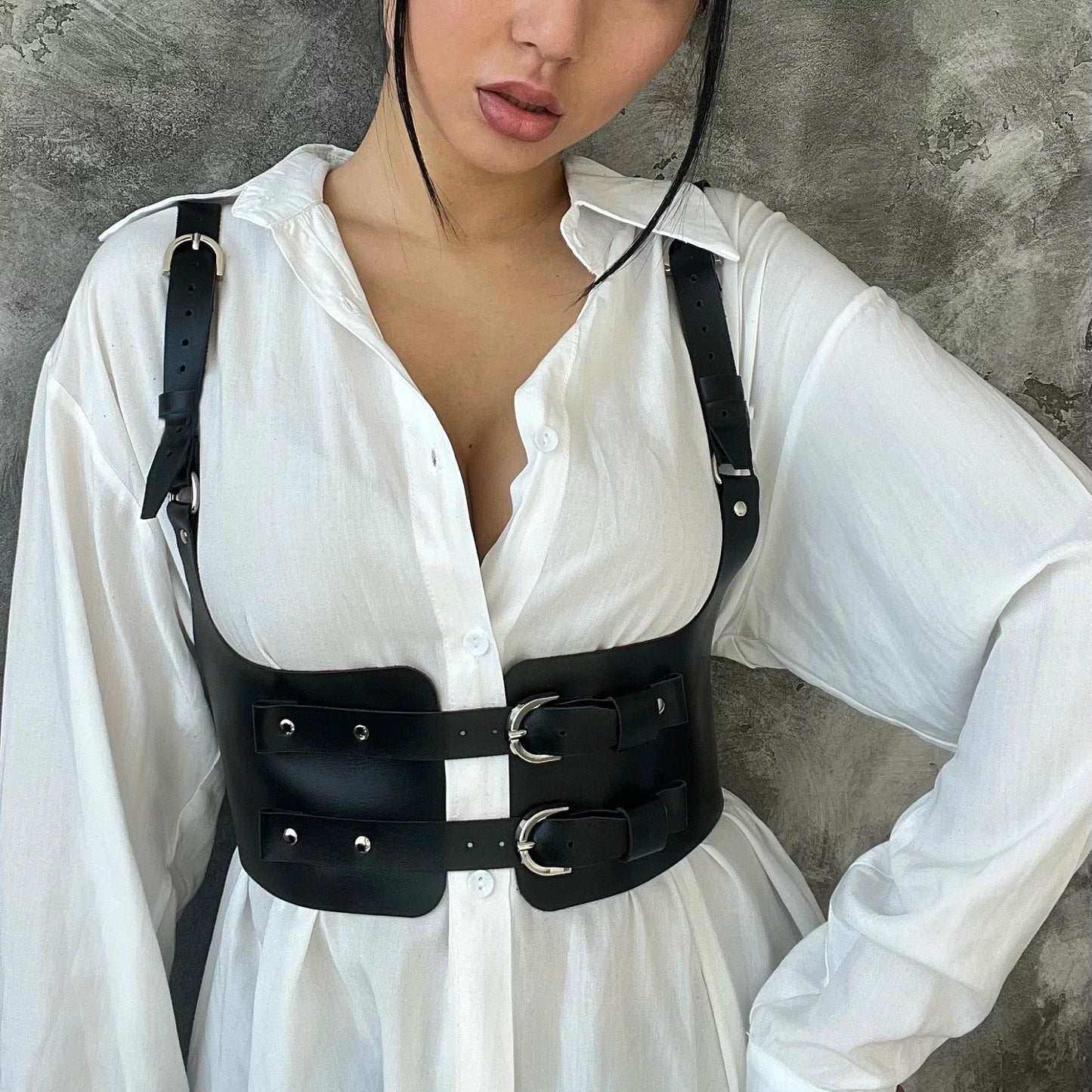 Women Trend Punk Waist Belt Decoration Female Street Style Wide Waistband corset Harness Leather Belt Gothic