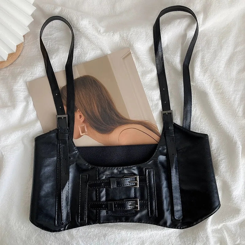 European and American street photography fashion belt decoration black ins punk style suspender with suit belt female corset