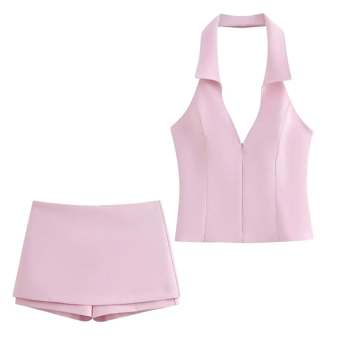 Street Style Slim Fit Low Waist Pure Color Short Skirt Spring New Arrival Women's Fashion Casual Skirt Set with Top