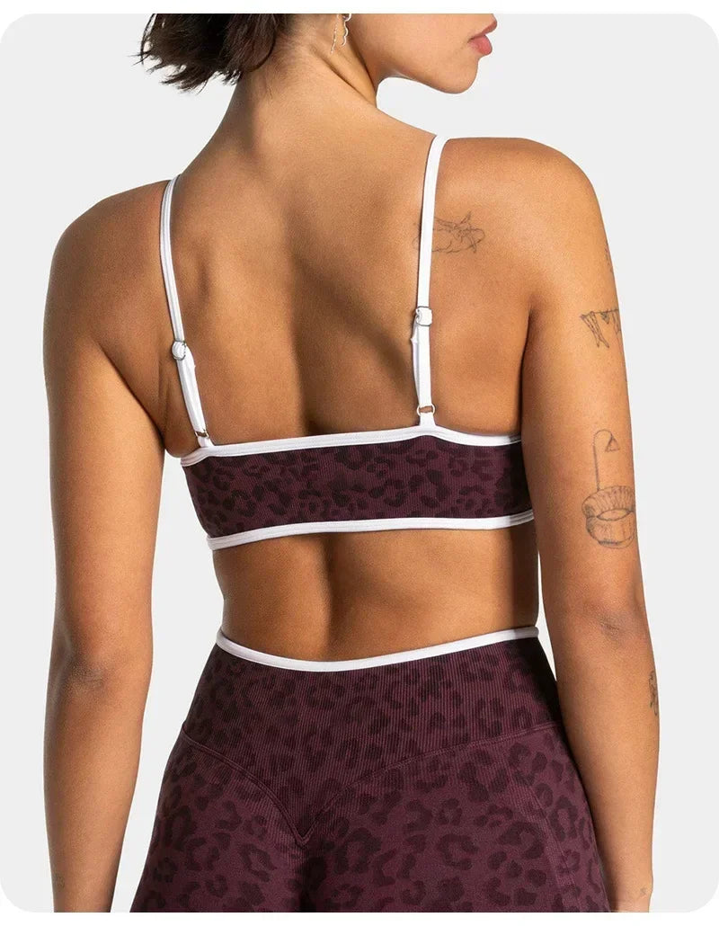 2PCS  High Quality Yoga SetNew Leopard Print Sports Underwear, Shockproof Butt Lift Workout Sports Trousers Women Activewear