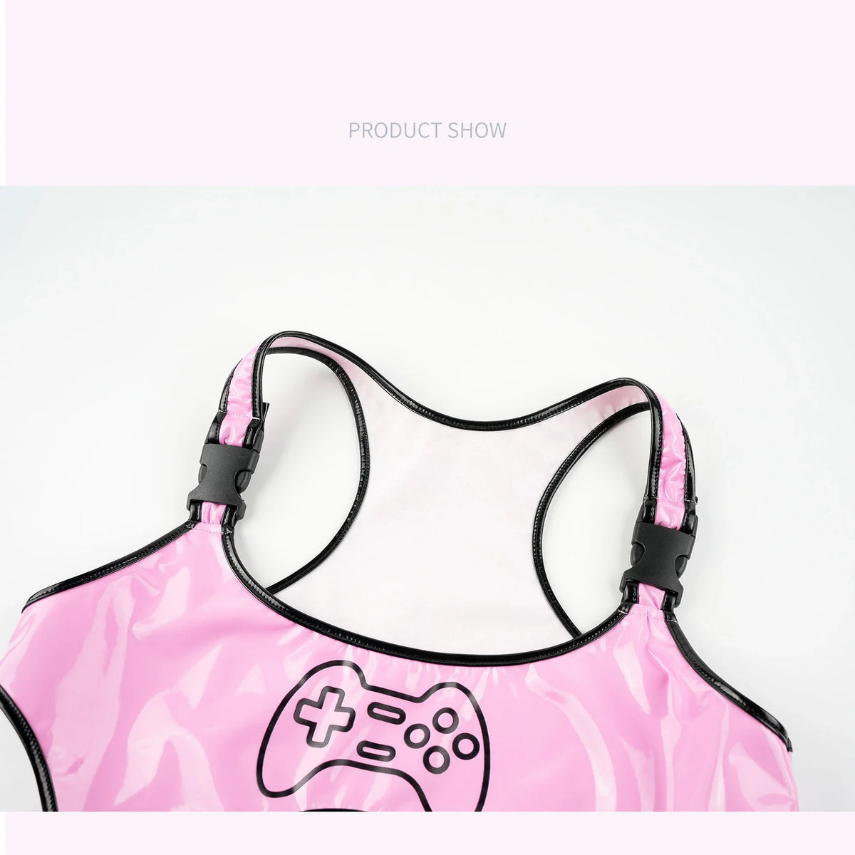 Anime Cartoon Game Controller PU Leather Bodysuit Cosplay Women Cyberpunk Sexy lingerie Shiny Club Wear Outfit