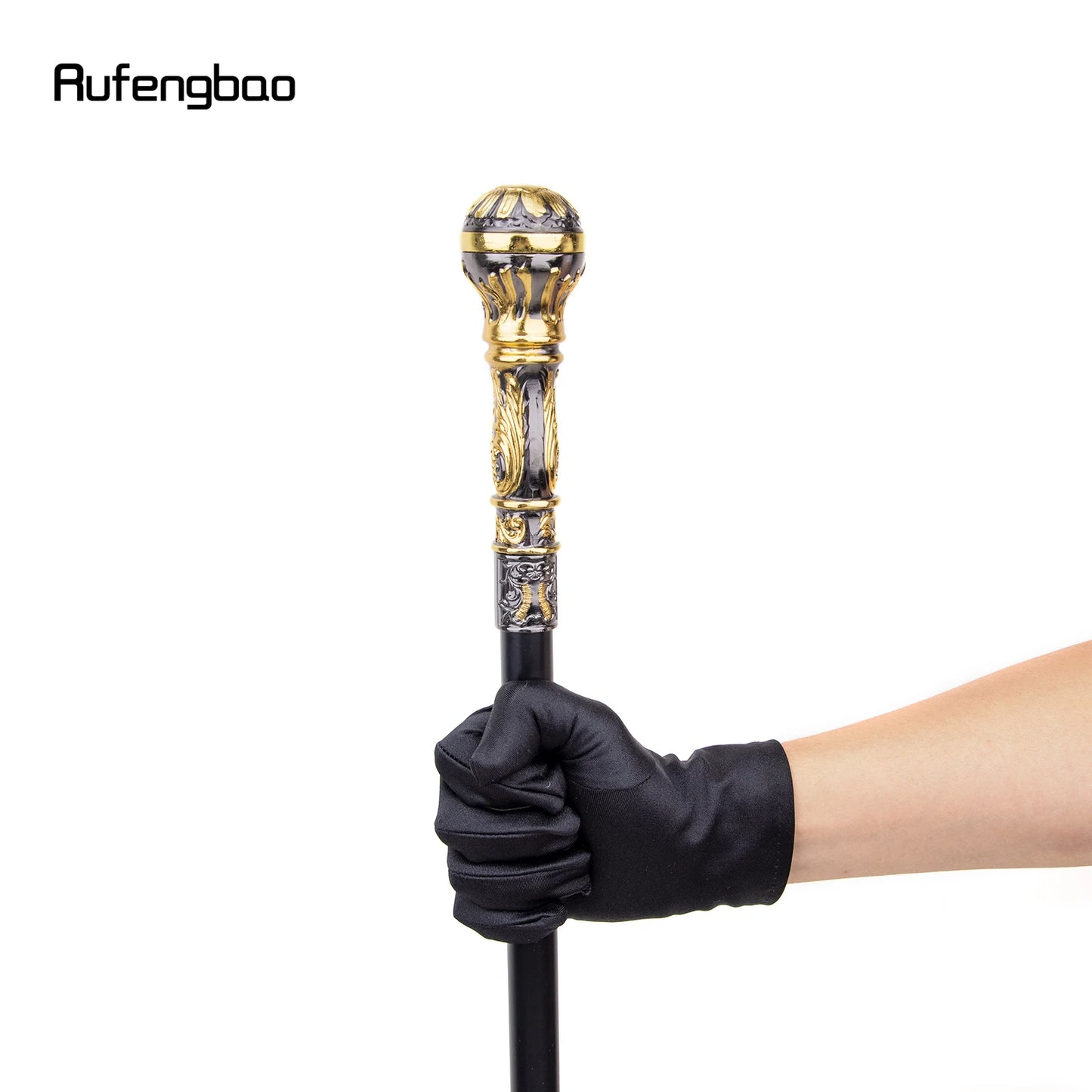 Golden Black Luxury Round Handle Fashion Walking Stick for Party Decorative Walking Cane Elegant Crosier Knob Walking Stick 93cm
