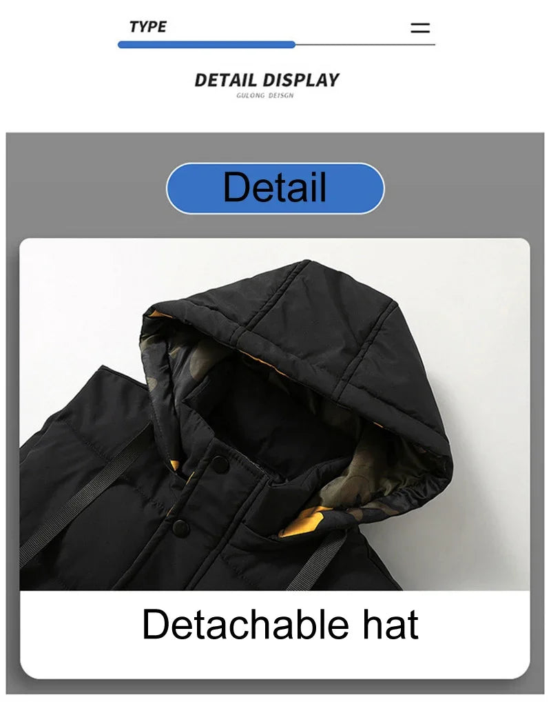 Weste für Herren, Baumwolle, warm, ärmellos, Mantel, Mütze, abnehmbar, gepolstert, Winterweste, Arbeitskleidung, männlich, hochwertige Kleidung, 5XL