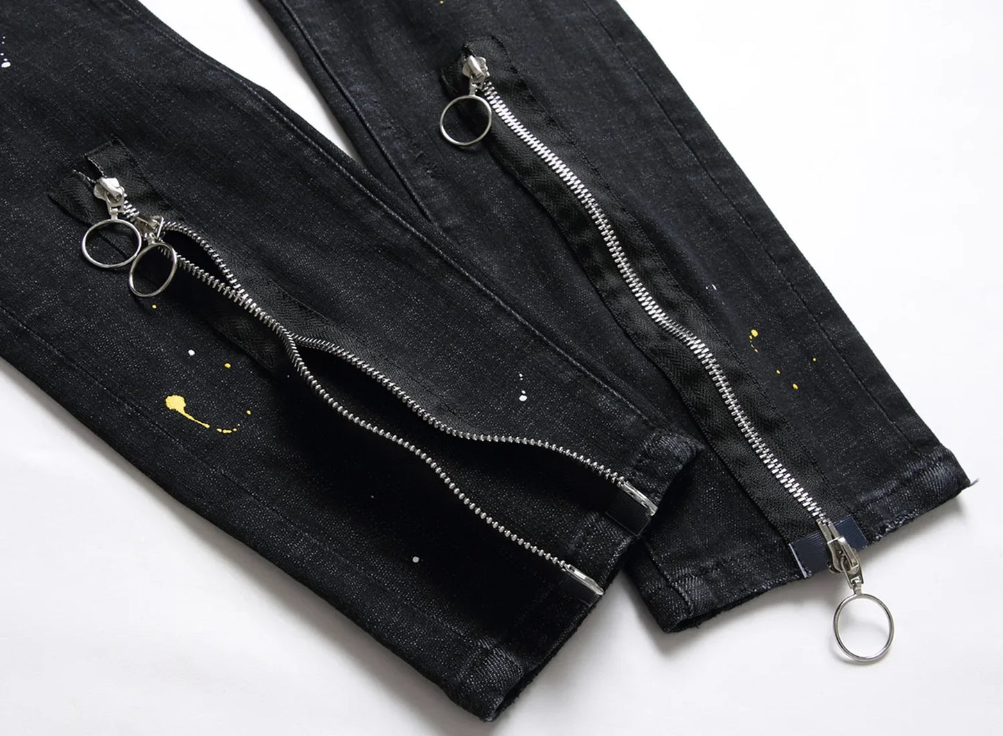 Schwarze zerrissene Jeans für Herren mit Löchern, Jeanshose im italienischen High-Street-Stil, hochwertige Slim-Fit-Jeans für Herren, Größe 38