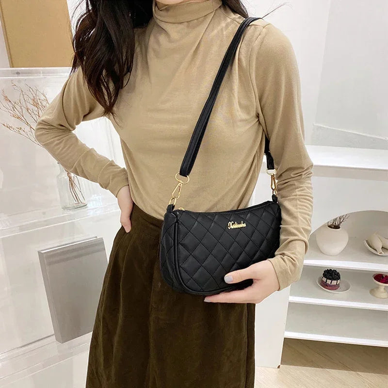 New Fashion Lingge Shell Bag Single Shoulder Messenger Bag Chain Simple Crossbody Bag Purses Contrast Color Women Handbags
