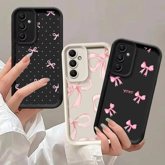 Phone Case for Samsung Galaxy S25 S24 Ultra S23 FE S22 S21 Plus A35 A55 A34 A54 A33 A53 A52 5G funda Cover Cool Luxury Red Bow