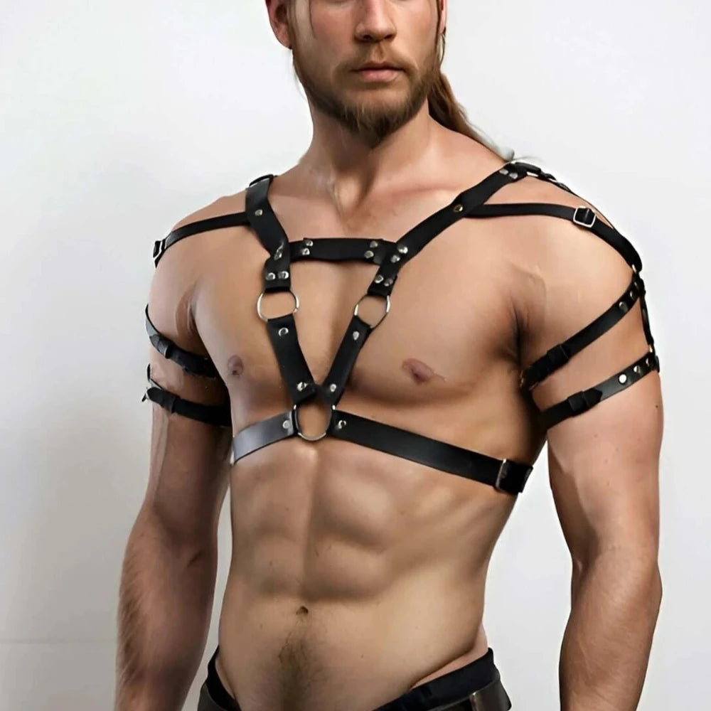Men PU Leather Harness Belt Y2K Punk Chest Strap Gothic Adjustable Fashion Chest Strap Exotic Belt for Party or Leisure Travel