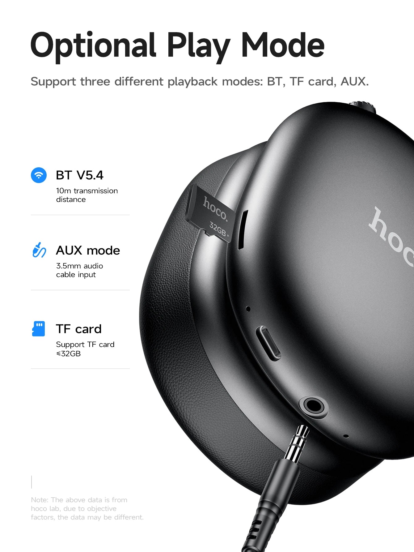 HOCO W35 Max ANC Noise Reduction Bluetooth Headphones Volume Control Over Ear Wireless Headsets 90H Use Time Earphones Universal