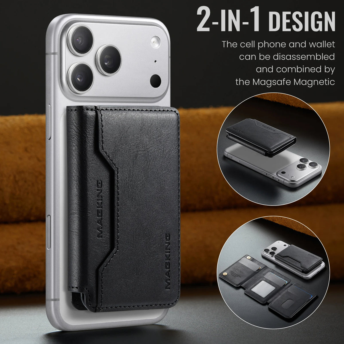 For IPhone 18 13 14 15 16 17 Pro Max Plus For Magsafe Leather Wallet Magnetic Cellphone Card Holder Multi-Card Slot Mini Wallet