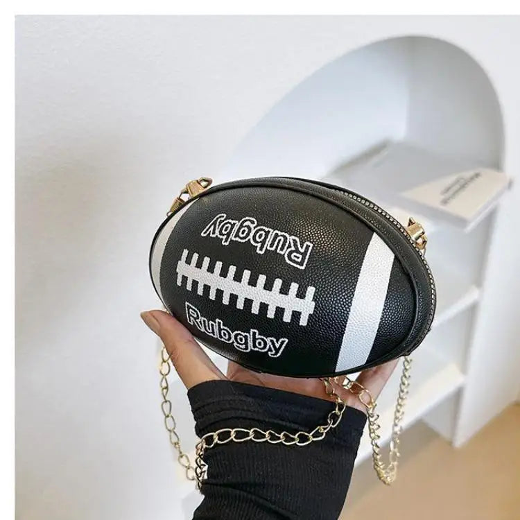 Cute Cartoon Rugby Style Crossbody Bag For Women 2024 New Shoulder Bags Purses And Handbags Leather Designer Ball Chain Bag