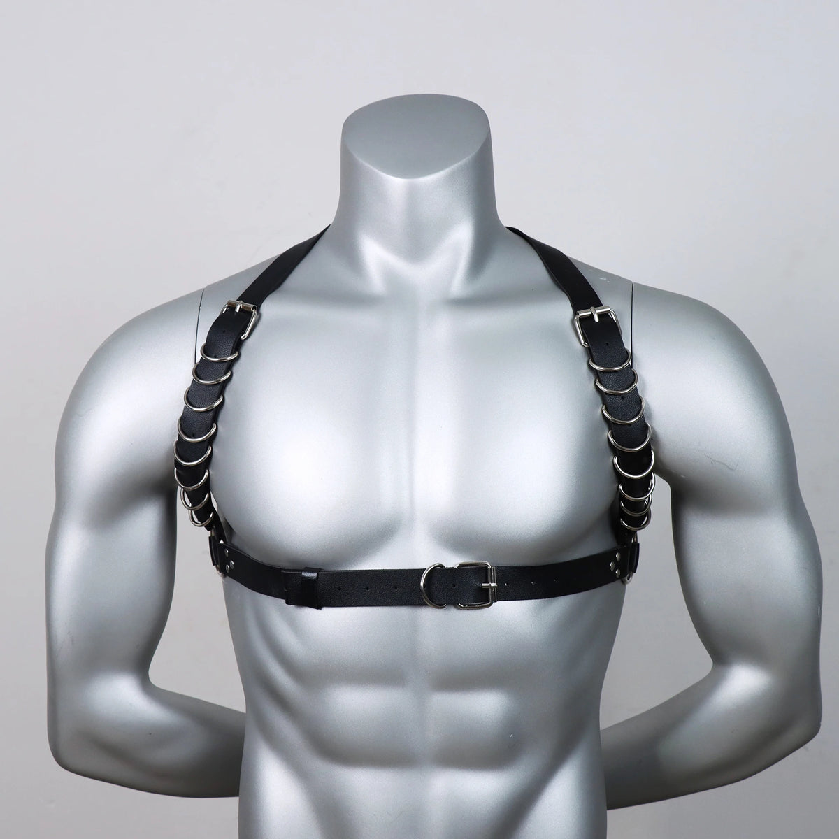 Men Faux Leather Fashion Adjustable Chest Harness Body Belt Harness,Gothic Style Harness, Multi-Point Adjustments