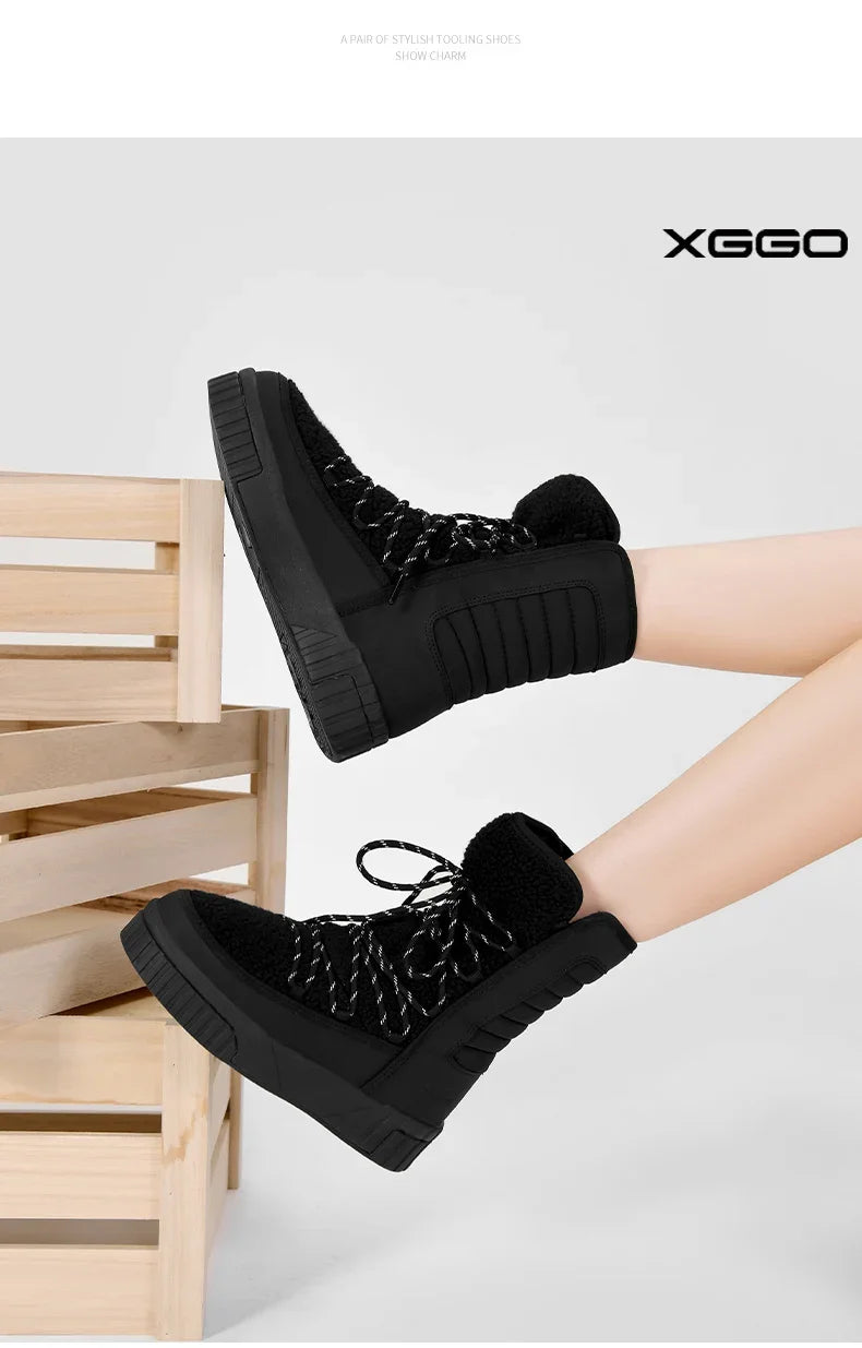 XIANG GUAN Outdoor Kältebeständige WanderschuheTurnschuhe Winter Damen Schneestiefel wasserdichte Bergschuhe Camping Casual Sneakers