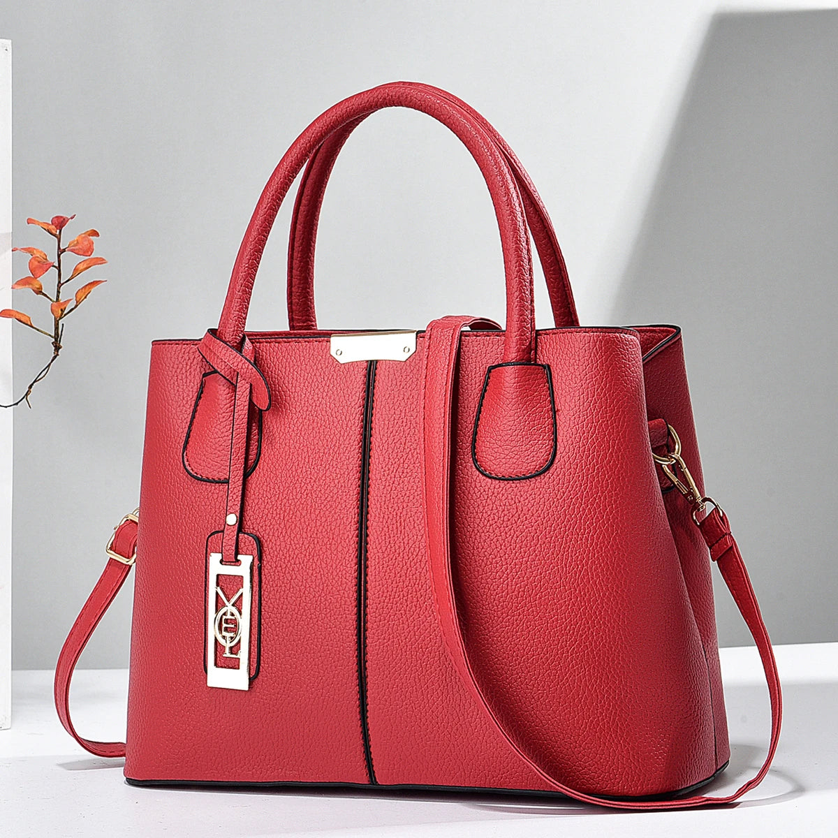 Fashion Faux Leather Tote Bag, Elegant Textured Large Capacity Shoulder Hand Bag For Ladies