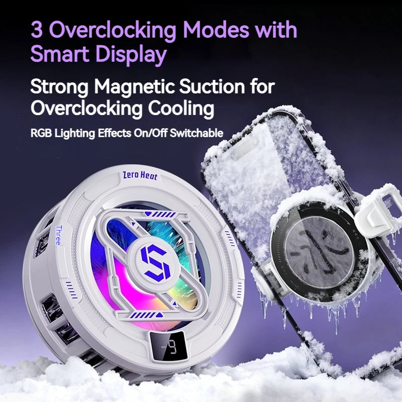 Semiconductor Magnetic Cooler With Temperature Display Radiator Fast Heat Dissipation for Phones Gaming Tablet Cooling Pad