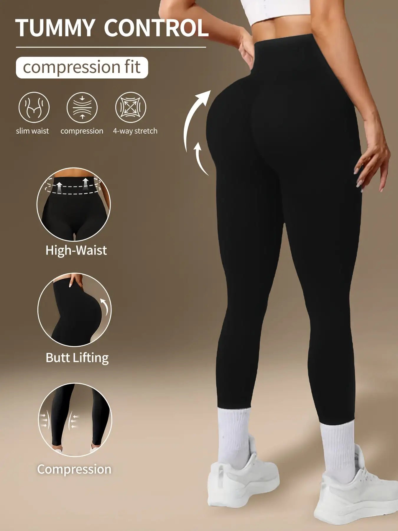 Women's Yoga Leggings solid color High waisted slim fit Hip Lifting stretch leggings quick drying breathable fitness sport pants
