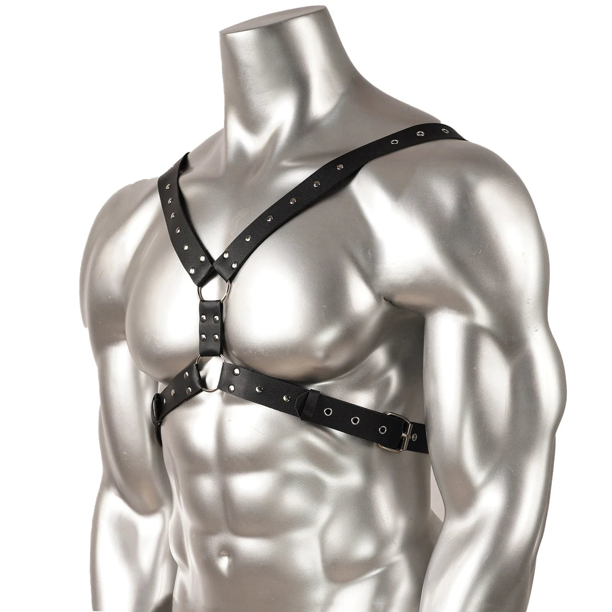 1pc Y Leather Mens Harness Black Chest Harness with Buckles Halloween Costume Valentines Gift for Him
