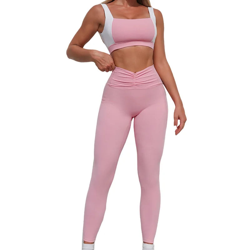 Yoga Sets Fitness Sports High Waist Peach Hip Backless Leggings Sports Bra Women's Tight Quick Dry Running Gym Short Skirt Set