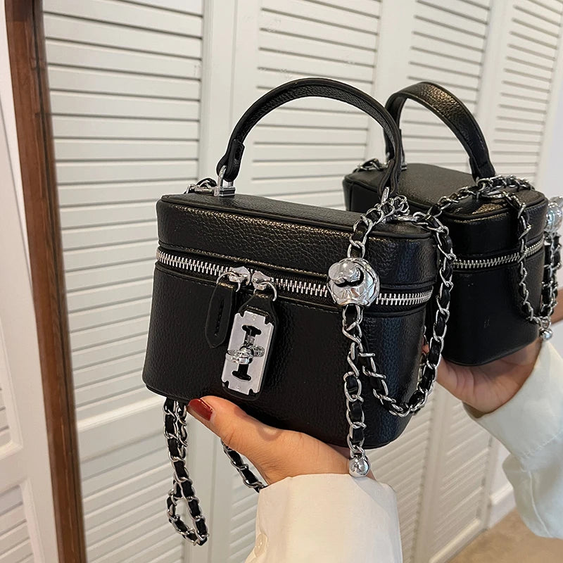 Women Square Handbags Summer Fashion Chains Crossbody Bags Texture PU Shoulder Bag Elegant Chic Mini Mobile Phone Bags