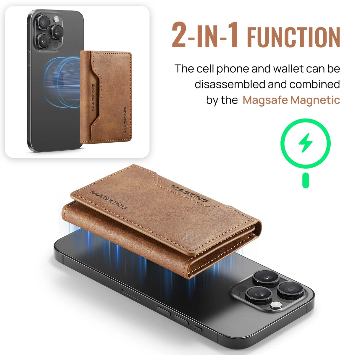 For IPhone 12 13 14 15 16 17 18 Pro Max For Magsafe Leather Wallet Magnetic Cellphone Card Holder Bank Card Strong Magnet Case