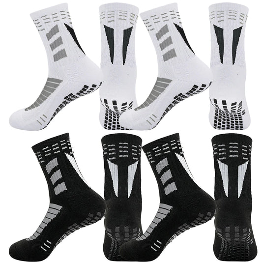 4Pair Unisex Non Slip Grip Sports Socks for Football Basketball Baseball Rugby Soccer Cycling Athletic Socks for Men Women