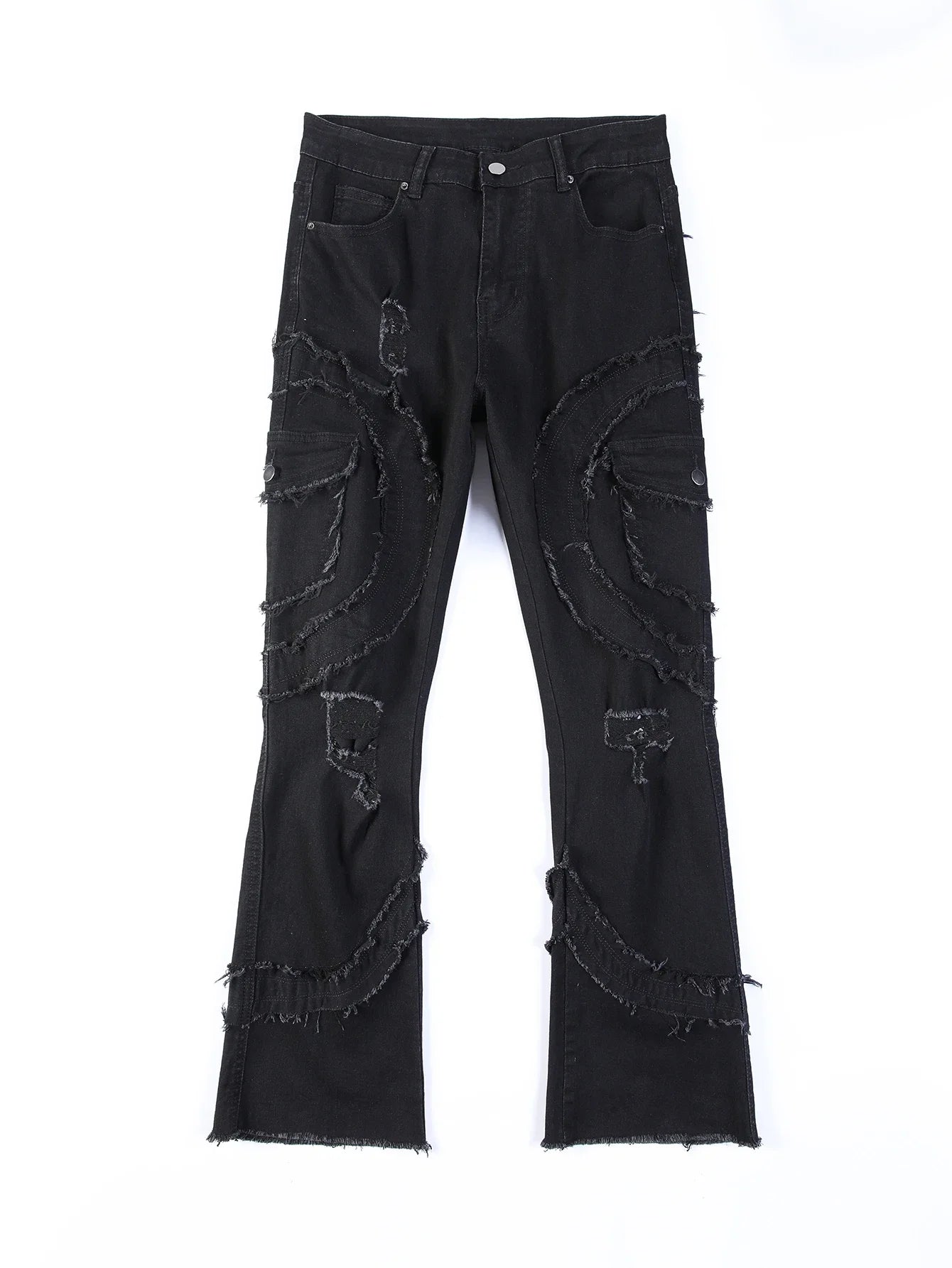 New Men Ripped Stacked Jeans Distressed Slim Fit Skinny Straight Leg Jeans Fashion Hip Hop Denim Pants Casual Streetwear