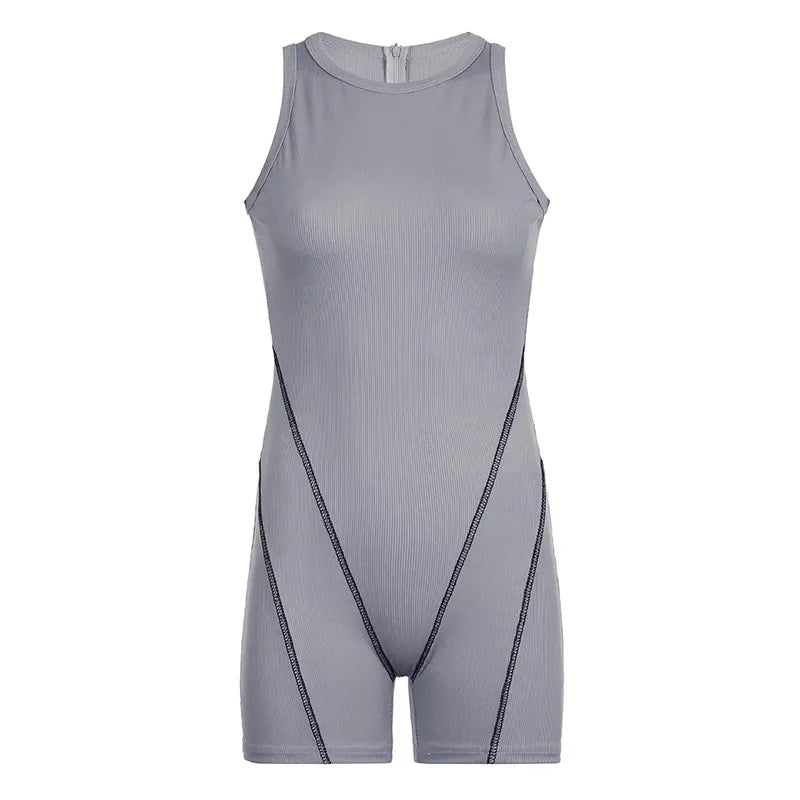 Solid Black Romper Summer Women Aesthetic Clothes Sleeveless Sexy Bodysuit One Pieces Playsuit Bodycon Jumpsuit y2k clothes 00s