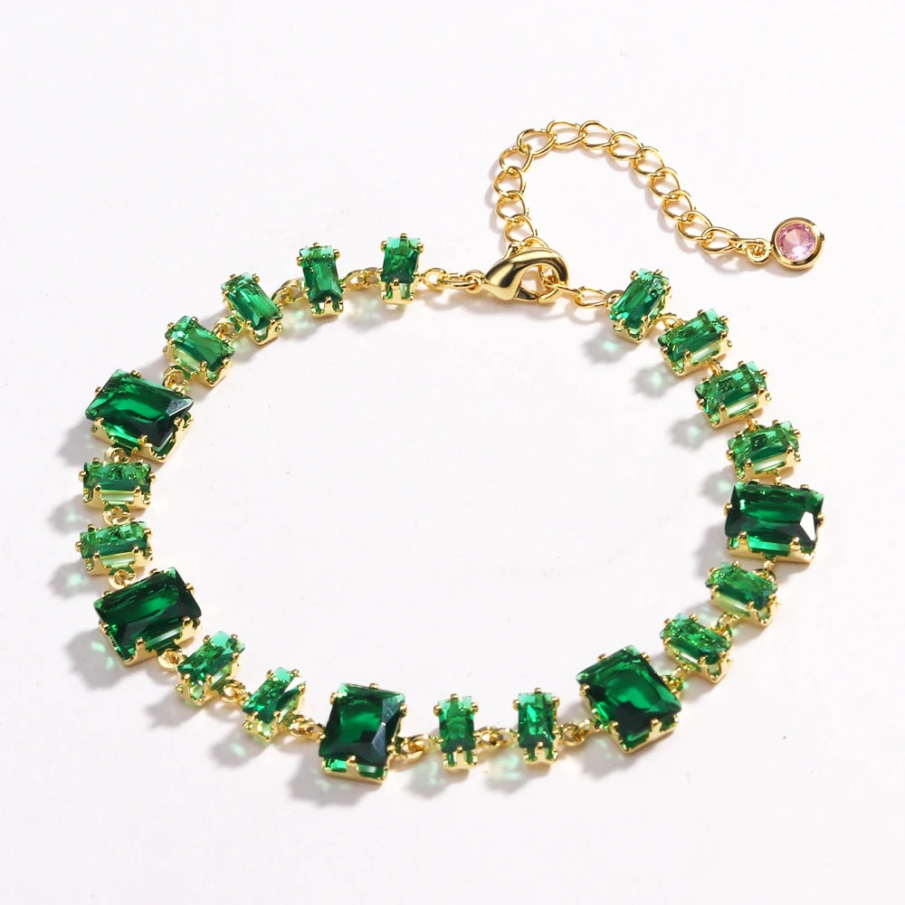 Mix Style Green Micro-inlaid Zircon Tennis Bracelet for Women ew Men Bracelet Homme Jewelry