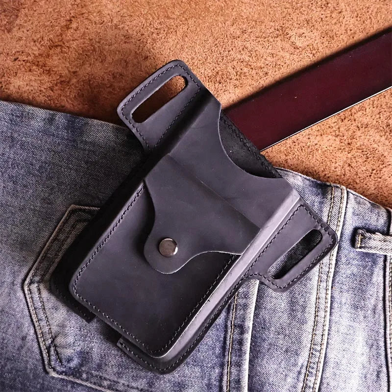 Multifunctional Leather Bag for Men, U-Shaped Design, Leisure Leather Clip, Men's Bag