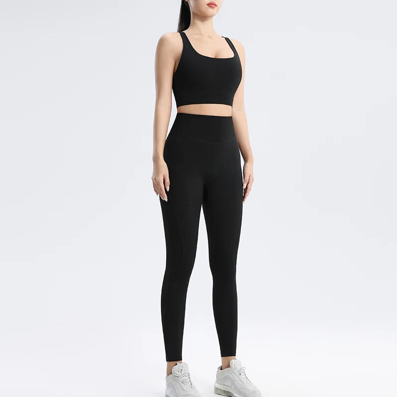 Yoga Set Running Fitness Two-Piece Set Bra Underwear Quick-dry Tight-Fitting Bottoms Pants Women's Yoga Set