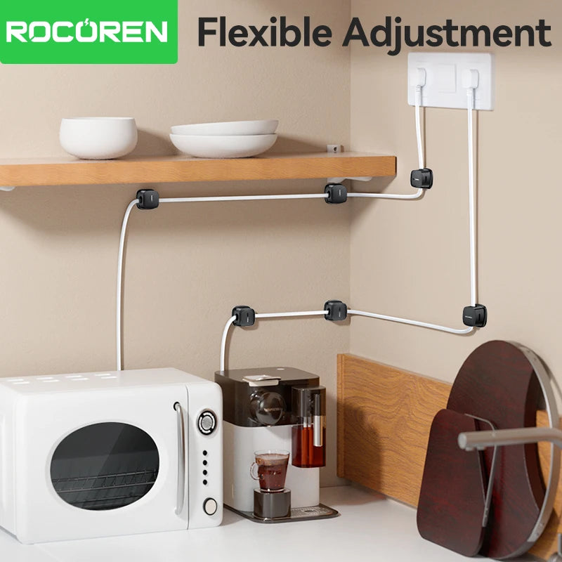 Rocoren Magnetic Cable Sorting Desktop Self Adhesive Cable Clamp Adjustable Cable Management Clamp for Earphone Cable Data Cable