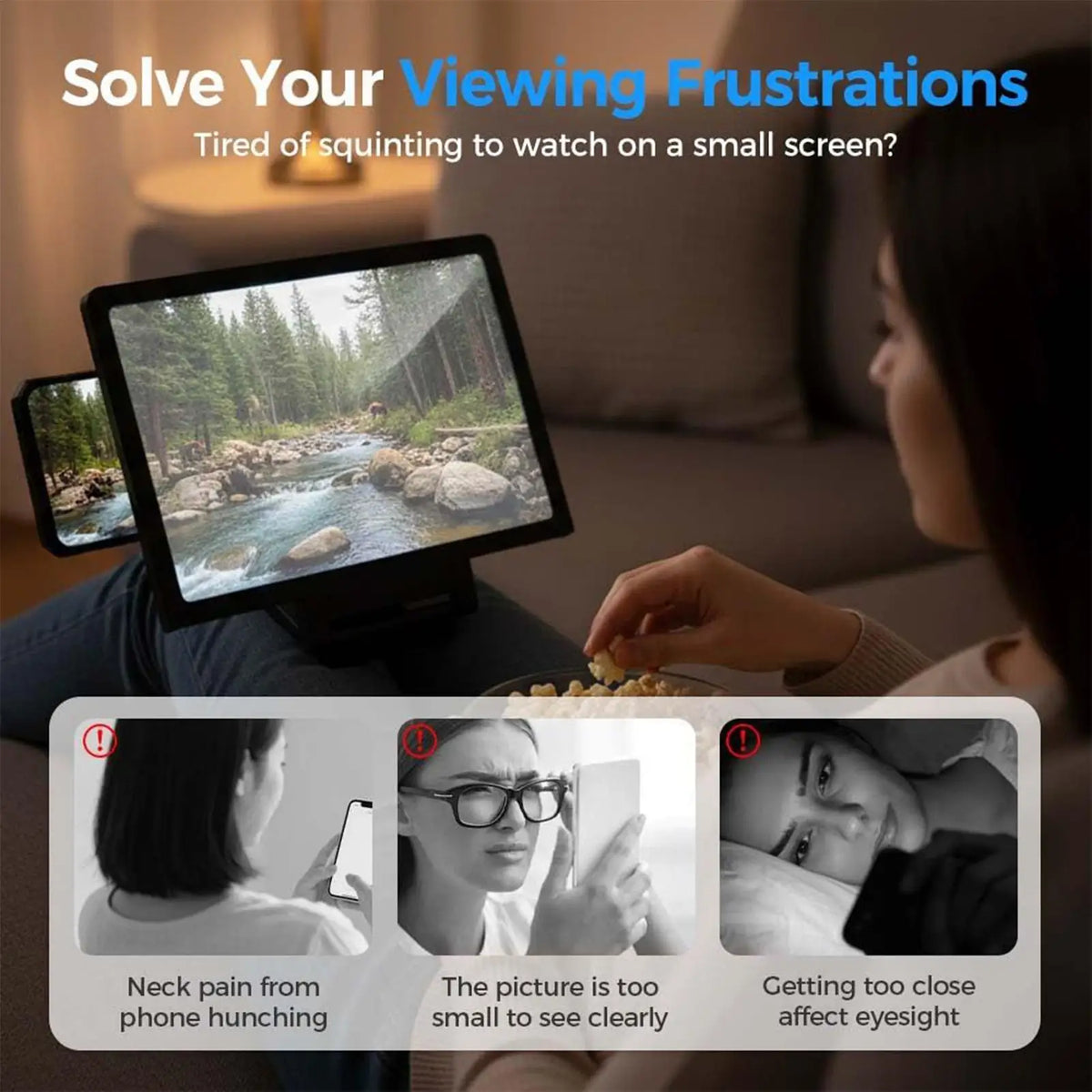 Portable Phone Screen Magnifier for Daily Reading Learning Movie Streaming Enlarged Screen Phone Stand Bracket Tool