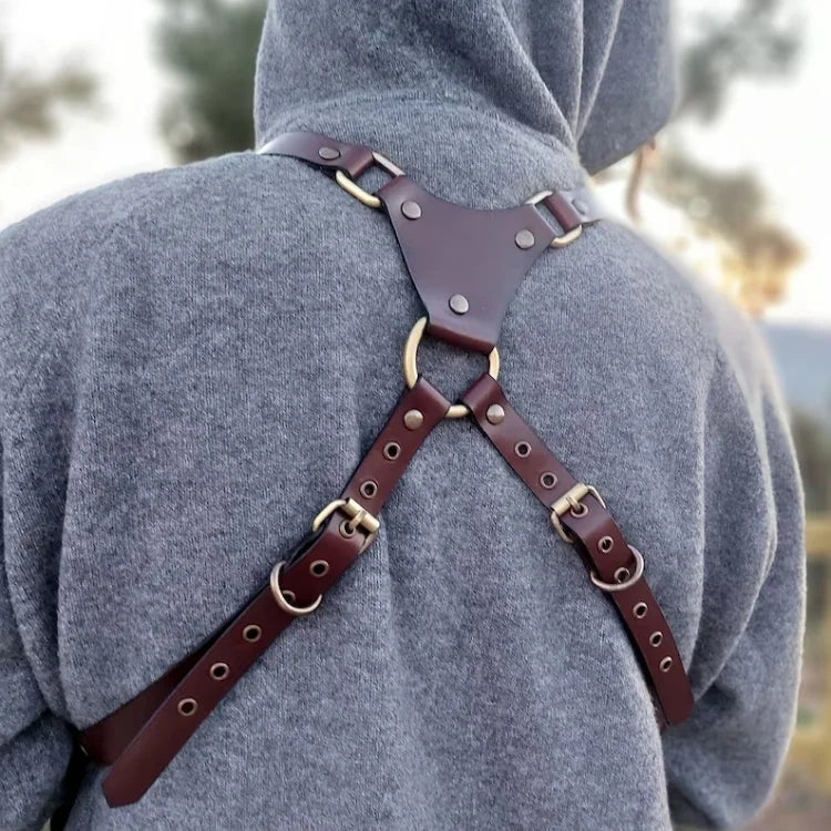 Medieval Steampunk Leather Shoulder Harness Holster Bag Vintage Phone Case Cover Pocket Cosplay Costume Wallet Purse Pouch