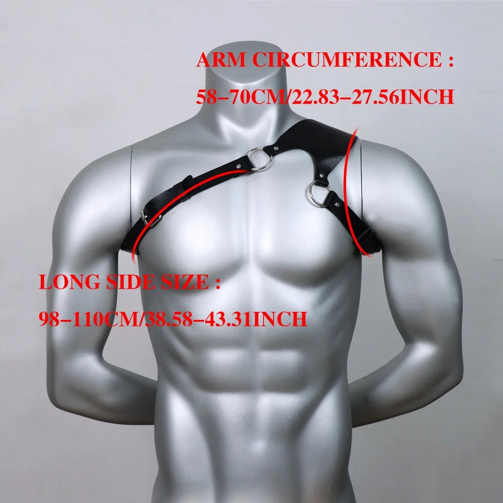 Men's PU Leather Body Chest Belt-Adjustable Harness for Various Occasions, Punk Chest Belt Mens Leather Harness