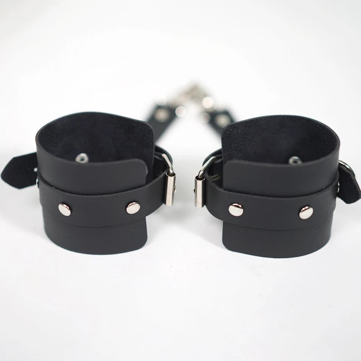2pcs Unisex Leather Bracelet BDSM Bondage Leather Handcuffs Buckle Adjustable Vintage Punk Fetish Clothing Restraints Kink Toy