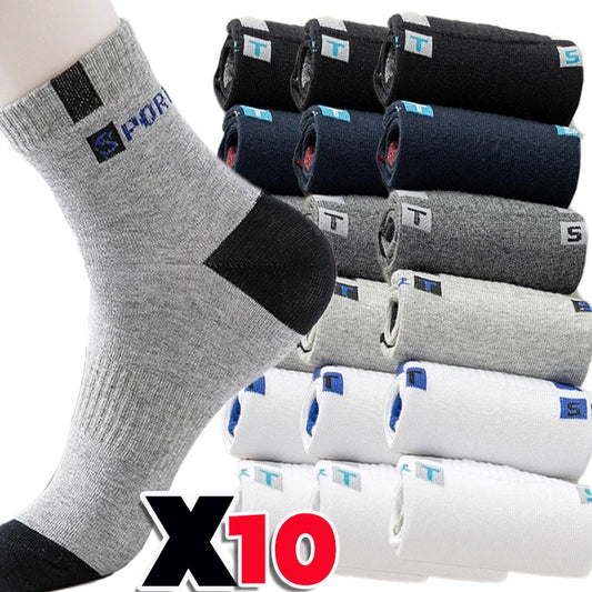 5Pairs 2025 Mens Fashion Sports Socks Spring and Autumn Sweat Absorbent Comfortable Thin Breathable Meias Socks EU 38-47