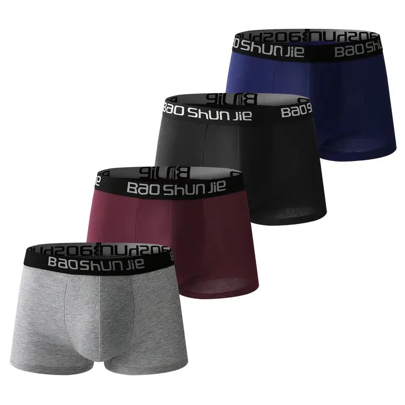 4pcs Men Underwear Cotton Men Boxer Shorts Medium Waist Breathable Men Panties Larger Size L-Lot Soft Comfortable Men Boxer